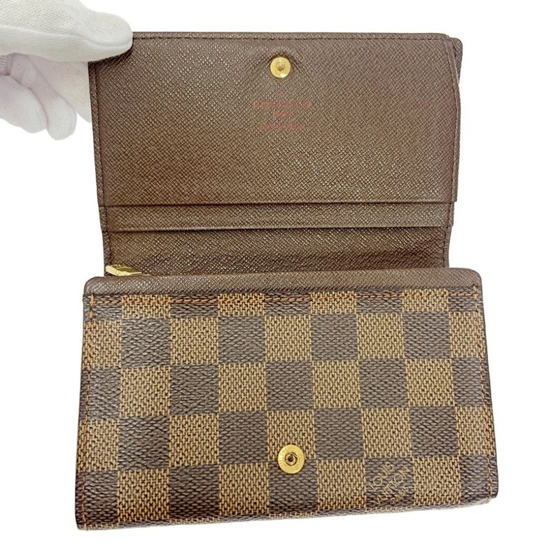 Louis Vuitton N61730 Damier PVC Portmonnais Vier Tresor Brown 300214 Foldable
