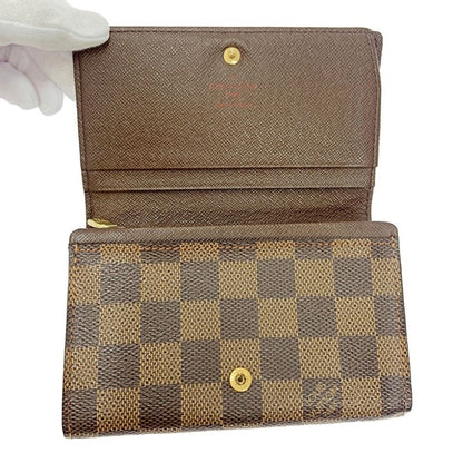 Louis Vuitton N61730 Damier PVC Portmonnais Vier Tresor Brown 300214 Foldable