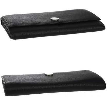 Bvlgari Logo Long Wallet Fold Wallet Black Silver 07bs058
