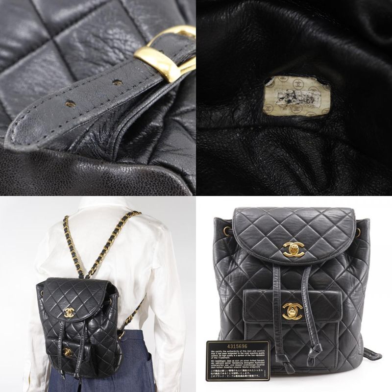 Chanel Matelasse Vintage Lambskin Black Women's Backpack/daypack