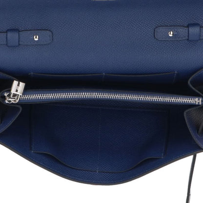 Hermes Kelly Togo K Engraved Svhardware Vaux Epson Blue Saphir Wallet Women's