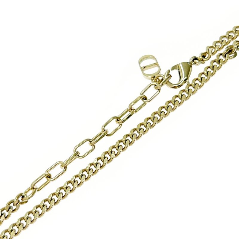 Christian Dior Metal Logo Plate Necklace Gold Silver 364288 Necklace