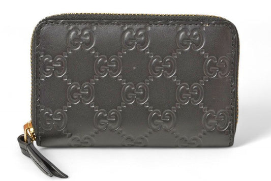 Gucci Coin Case Card Case Gucci Mini Wallet Coin Purse Guccissima 466492 Black