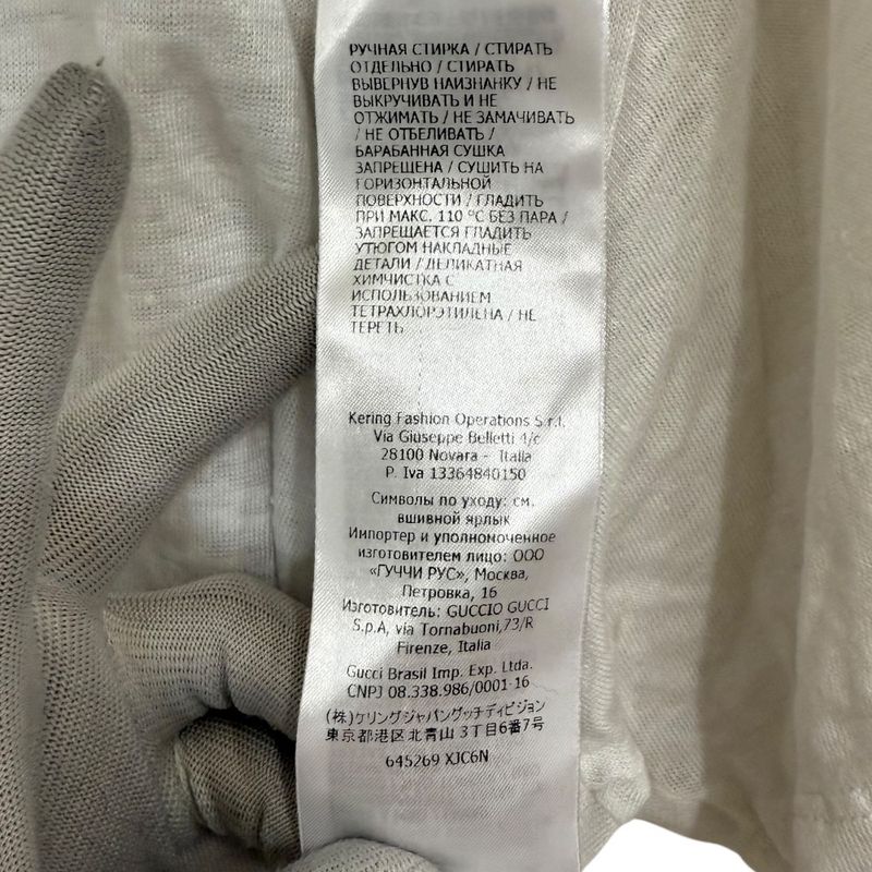 Gucci Michele Period Short Sleeve V-Neck T-Shirt Cut and Sewn Size S White