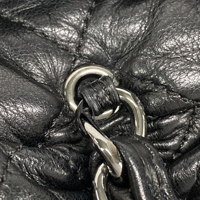 Chanel Matelasse Black Chain Shoulder Bag / Silver Hardware / Gathered Lambskin