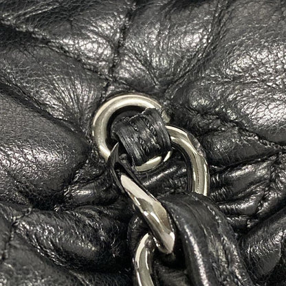 Chanel Matelasse Black Chain Shoulder Bag / Silver Hardware / Gathered Lambskin