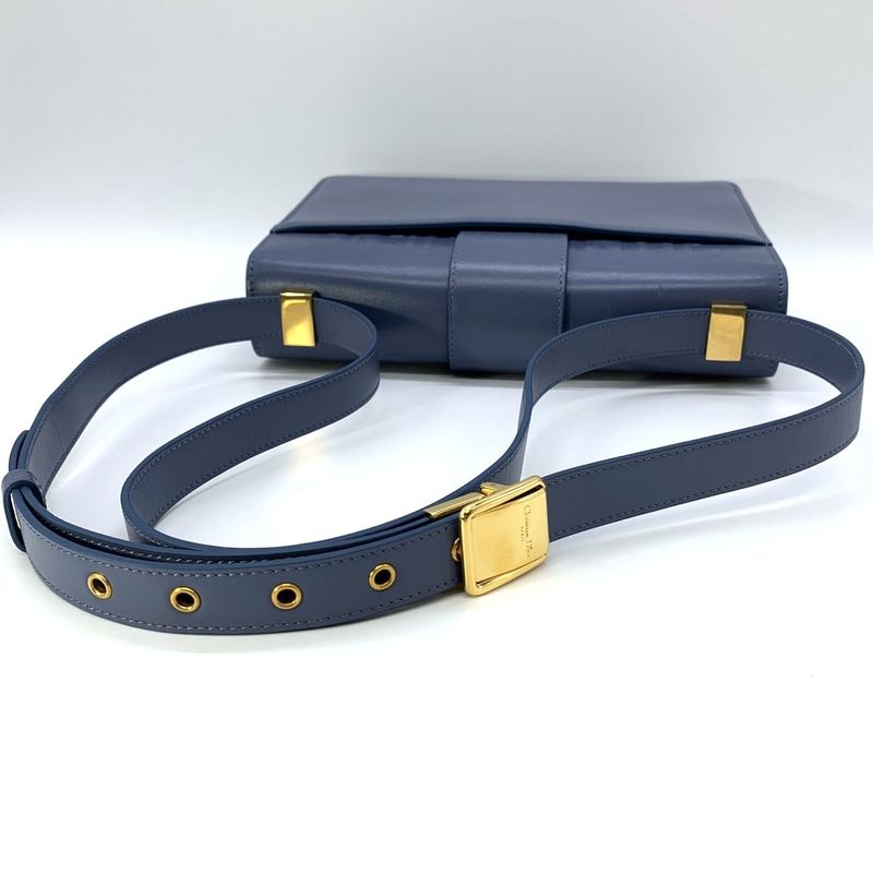 Dior Christian Dior 30 Montaigne Crossbody Shoulder Bag Blue Leather Women