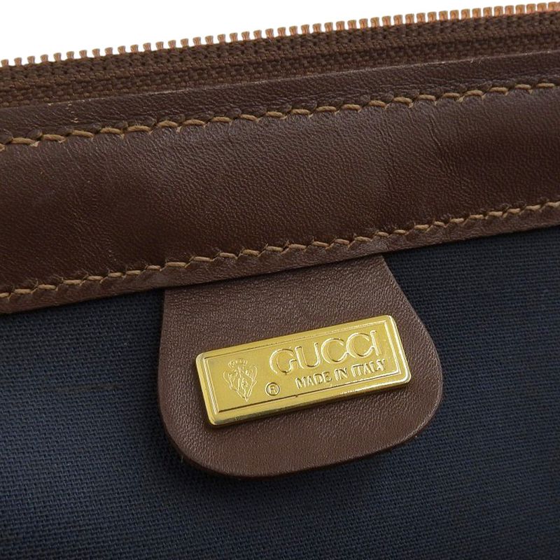 Gucci 90's Vintage Sherry Line Micro GG Jacquard Leather Box Calf Leather