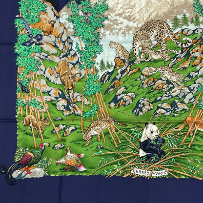 Hermes Carre 90 Scarf Sichuan Navy