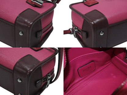 Loewe Amazona Micro Mini 2-Way Shoulder Bag Pouch Leather Pink Bordeaux Silver — view 8