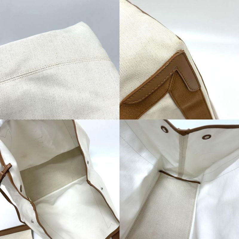 Balenciaga Tote Bag Navy Cabas M 339936 Canvas/leather Beige