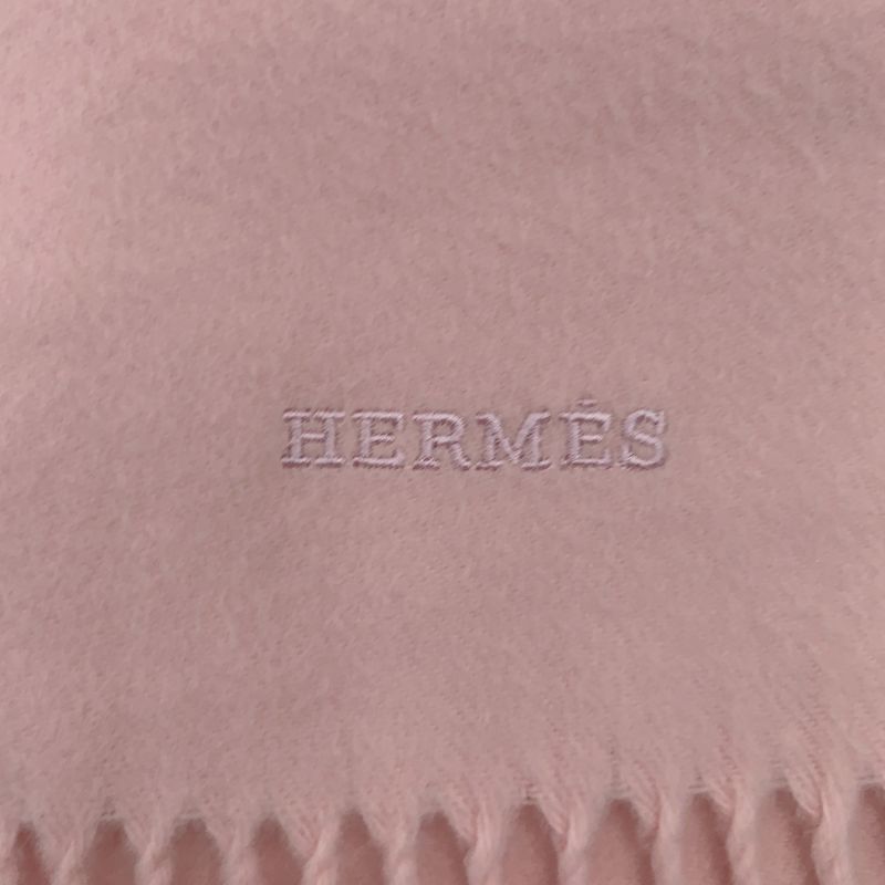 Hermes Scarf Scarf Large Size 100% Luxury Cashmere Fringe Pink