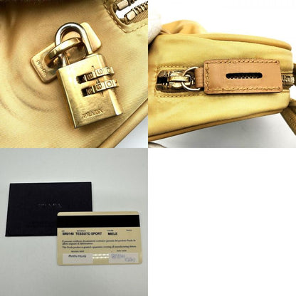 Prada Handbag Tote Bag Nylon Beige With Key Women Men Fashion