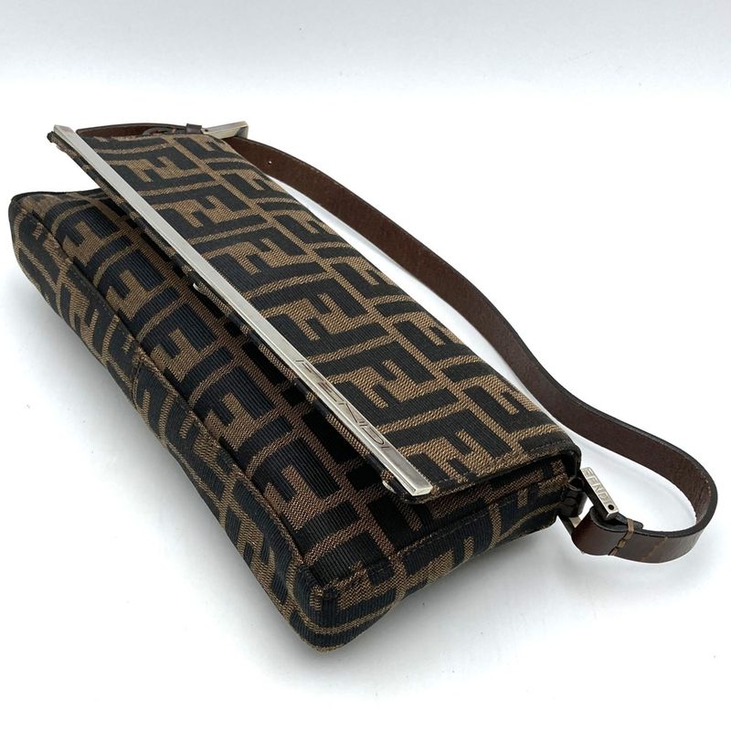 Fendi Zucca 26424 Handbag Shoulder Bag Canvas Brown Women