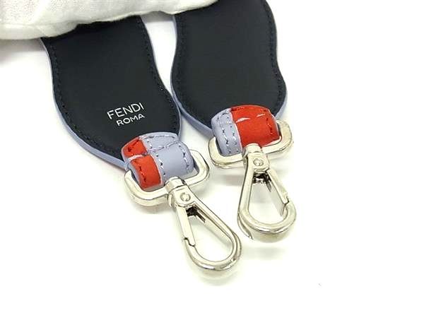 Fendi Strap You Suede And Leather Shoulder Strap For Bag Blue-grey Tone And