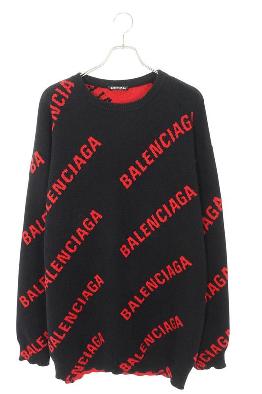 Balenciaga 625970 T3178 Logo All Over Jacquard Oversilhouette Knit Men's S