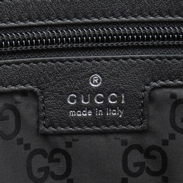 Gucci Tote Bag Logo Large Nylon Black Silver Hardware Shoulder Travel Bag