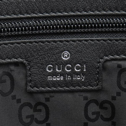 Gucci Tote Bag Logo Large Nylon Black Silver Hardware Shoulder Travel Bag