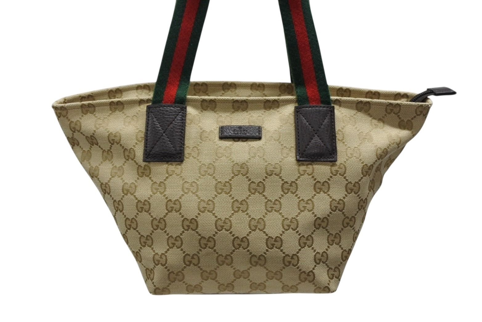 Gucci Handbag Sherry Line Beige Red Green GG Canvas Leather — view 2