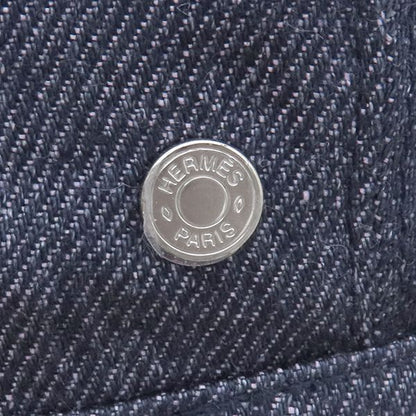 Hermes Beret Gabriel Hemp Indigo #57 Silver Hardware Never Used Blue Navy Blue
