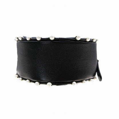 Chanel Lambskin Round Pearl Chain Matelasse Mini Shoulder Bag 29th Black Ladies