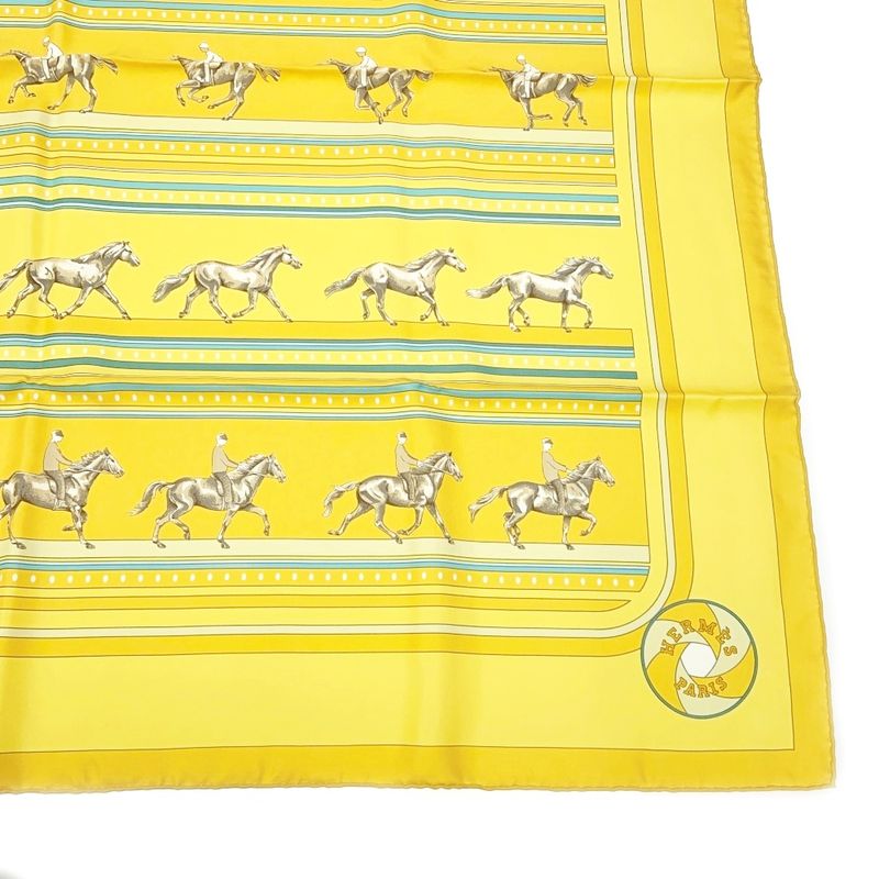 Hermes Silk Carré 90 Sequences Scarf Yellow 410946 Scarf