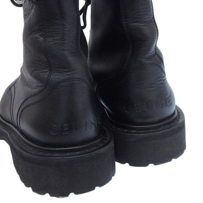 Boxed Super Celine 2021 Buckle LACE UP Boots Leather Ranger Combat Boots Shoes