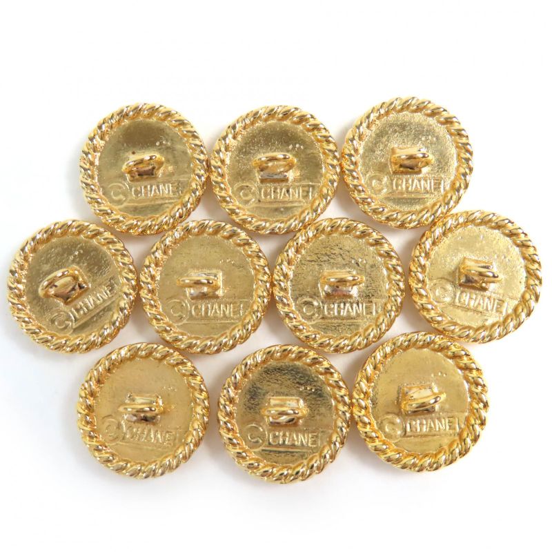 CHANEL Vintage Four Leaves Clover Flower Floral Buttons Set Of 10 Gold Women's