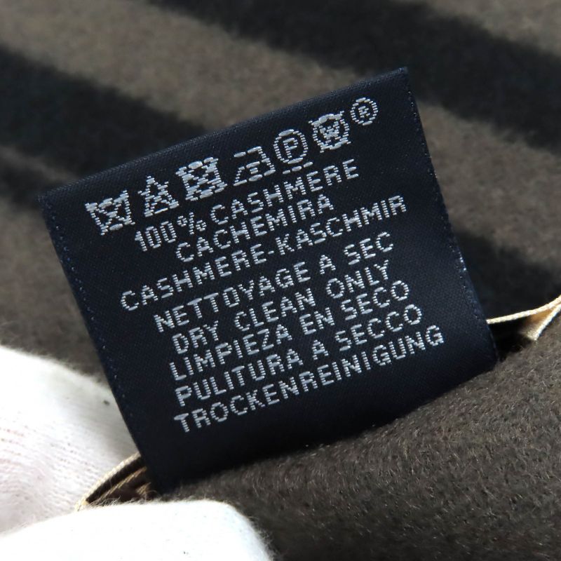 Hermes H394808t Zigzag Sangle 100% Cashmere Shawl Scarf Black Basalt With Box