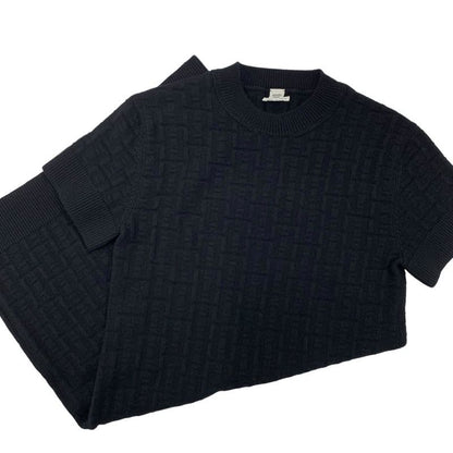 Hermes Dress Wool Black Knit Short Sleeve