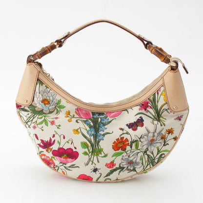 Gucci Floral Bamboo Semi One Shoulder Handbag Multicolor