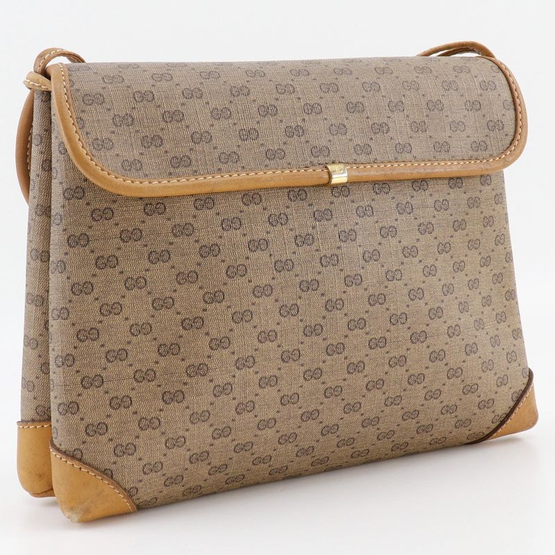 Gucci Old Gucci Micro GG Vintage PVC Beige Women's Shoulder Bag