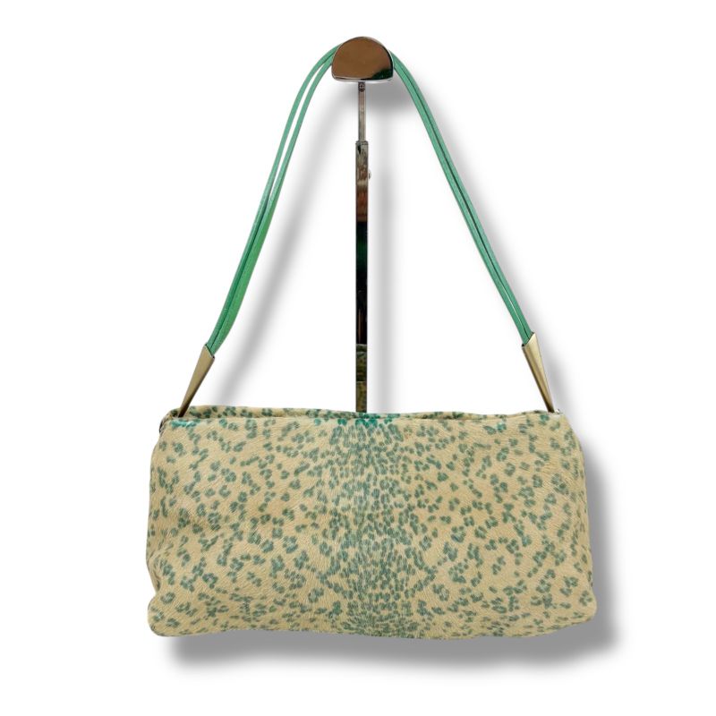 Bottega Veneta One Shoulder Bag Accessory Pouch Halaco Leather Green Beige