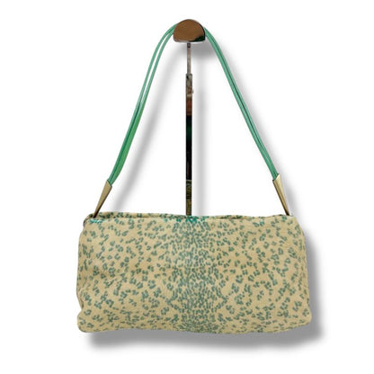 Bottega Veneta One Shoulder Bag Accessory Pouch Halaco Leather Green Beige