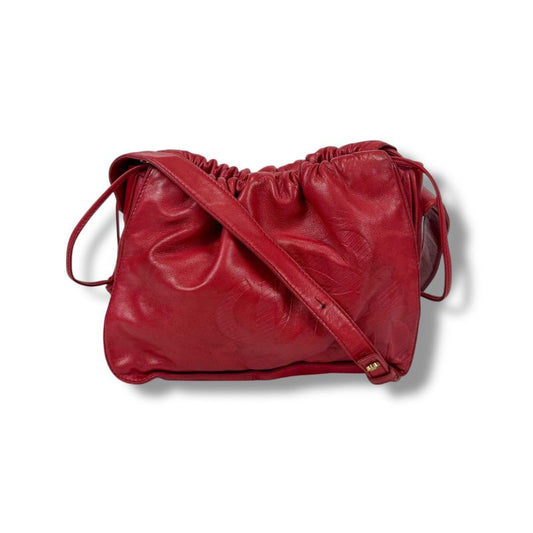 Loewe Drawstring Shape Mini Shoulder Bag Anagram Logo Red Nappa Leather
