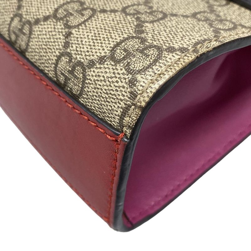 Gucci Shoulder Bag Padlock GG Small 409487 Dark Brown X Red X Multi Chain