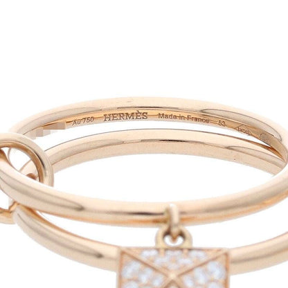 Hermes Clous De H 18K Pink Gold Diamond Tassel Ring Ladies 12.5