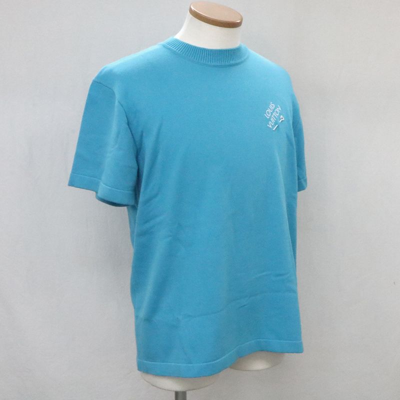 Louis Vuitton Embroidered Signature Short Sleeve Blue Series S Size