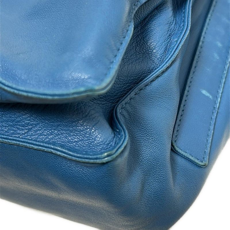 Loewe Shoulder Bag Flamenco Blue Leather