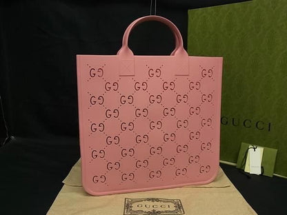Gucci 679365 Childrens GG Pattern Rubber Tote Handbag Ladies Pinkish