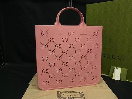 Gucci 679365 Childrens GG Pattern Rubber Tote Handbag Ladies Pinkish