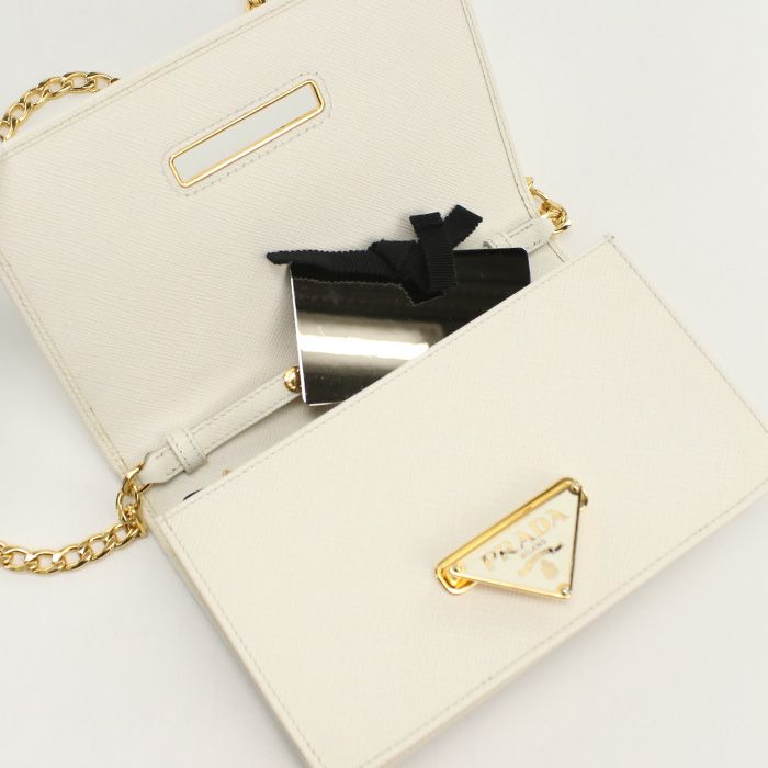 Prada 1bp006 Chain Wallet Saffiano LUX Saffiano Leather Women