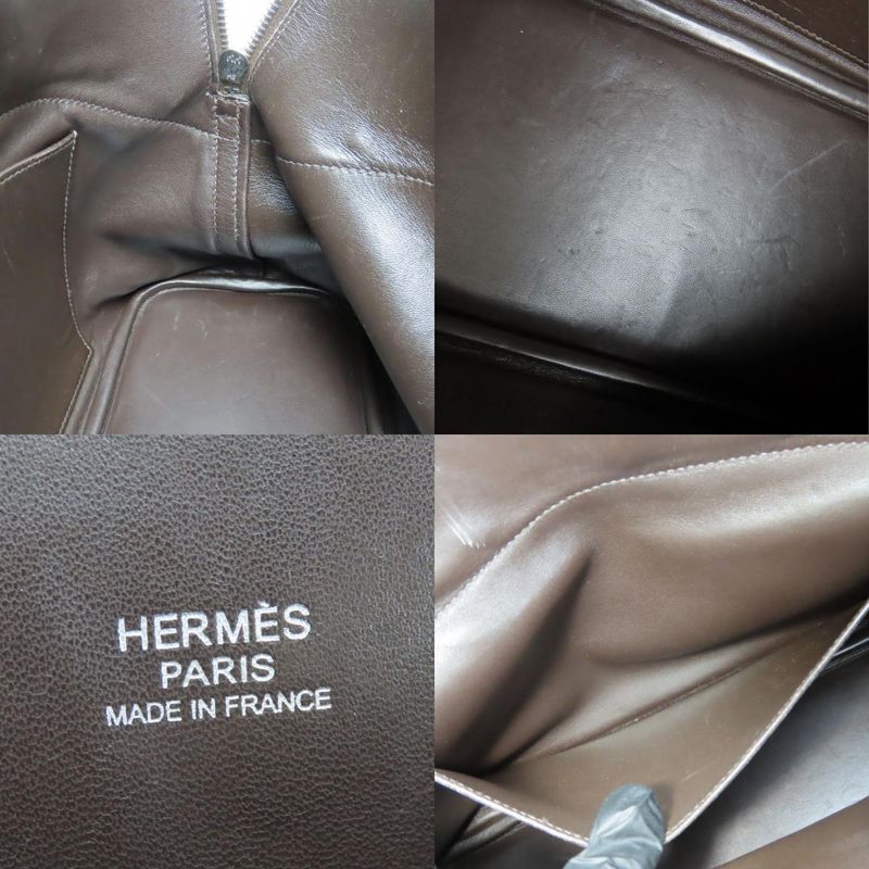 Hermes Handbag Bolide 31 Togo Chocolat Dark Brown Silver Hardware 2WAY Shoulder