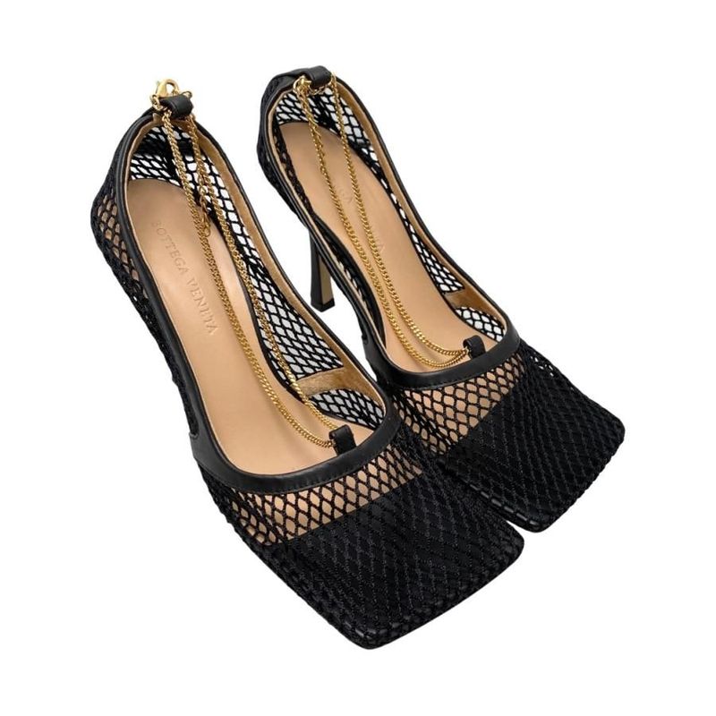 Bottega Veneta Stretch Pumps Mesh Chain High Heel 578321vbps11058 38 1 2 Nero