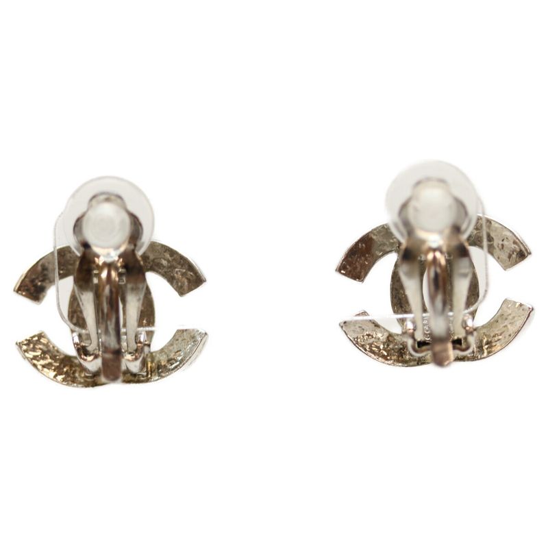 Chanel 00A Silver Coco Mark Lattice Earrings