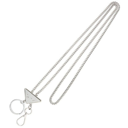 Prada Triangle Clear Stone Key Ring Chain Necklace Men's