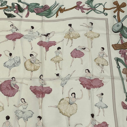 Hermes Carre 90 La Dance Ballet Dancer Ballerina Scarf Silk Beige