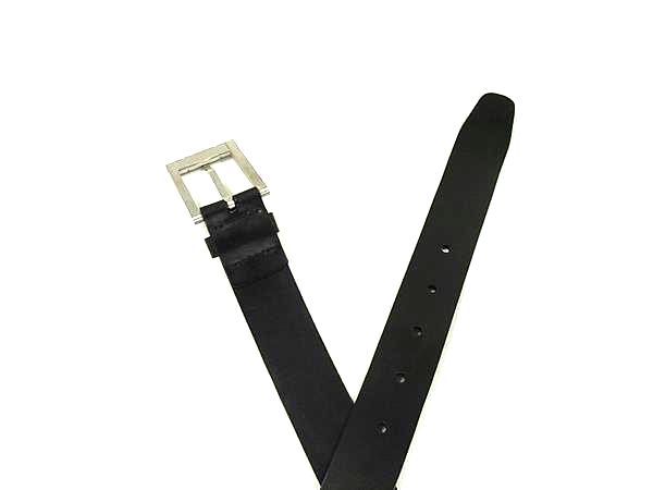 Bvlgari Leather Silver Hardware Belt Business Gentlemen Men's Black Fr2462