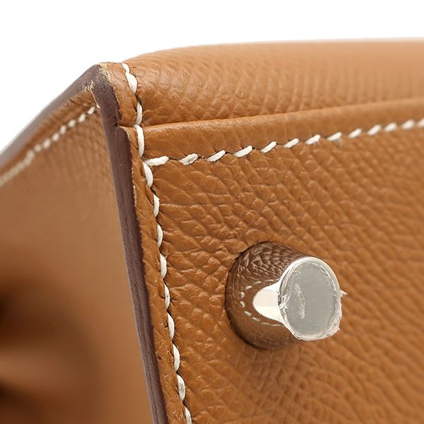 Hermes 2-Way Bag Kelly 28 Outer Stitch Vaux Epson Gold Silver Hardware Brown