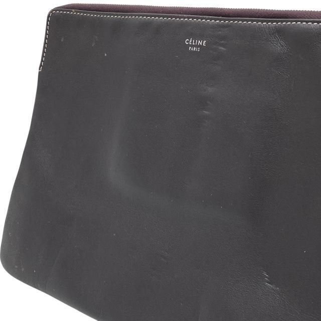 Celine U-sd-1116 Clutch Bag Clutch Pochette Second Bag Check Dark Brown Bicolor